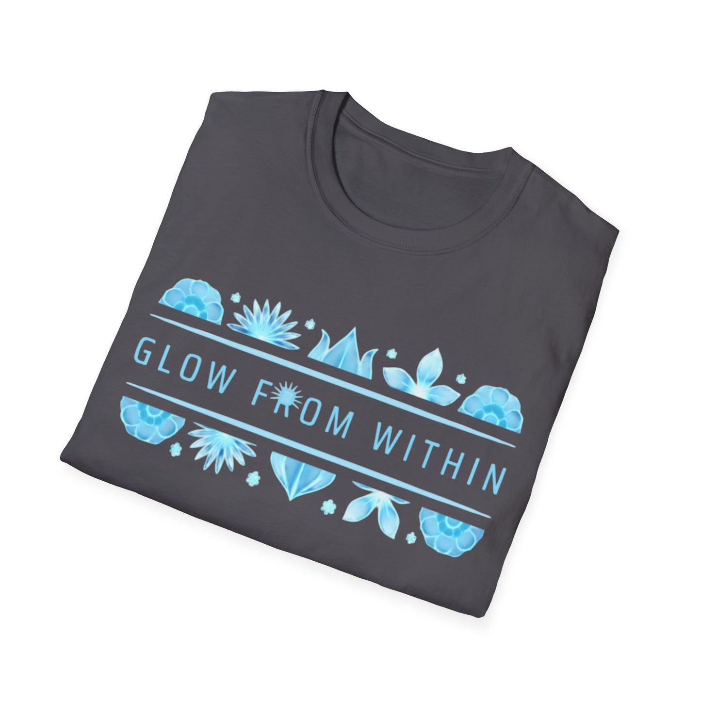 Glow From Within T-Shirt -Glowing Blue Floral Line