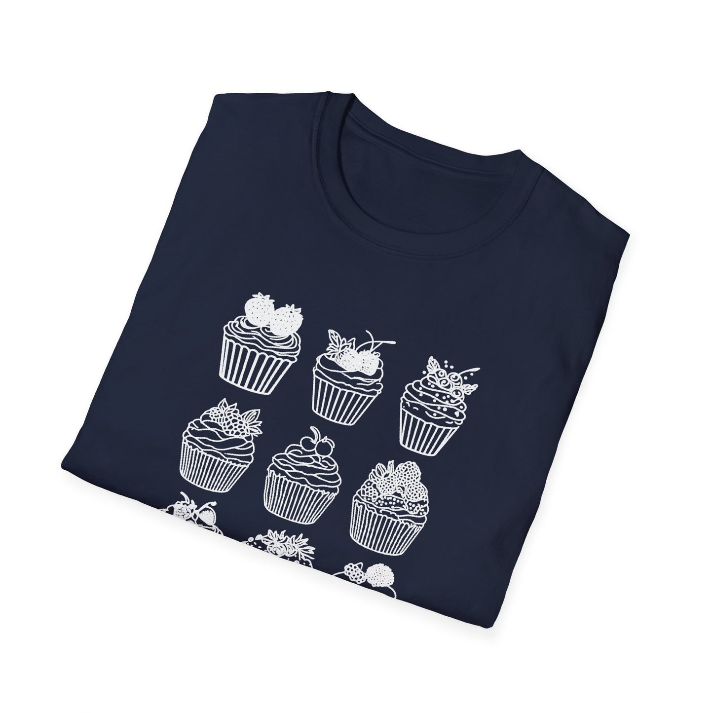 Monochrome Minimalistic Cupcake Grid T-Shirt
