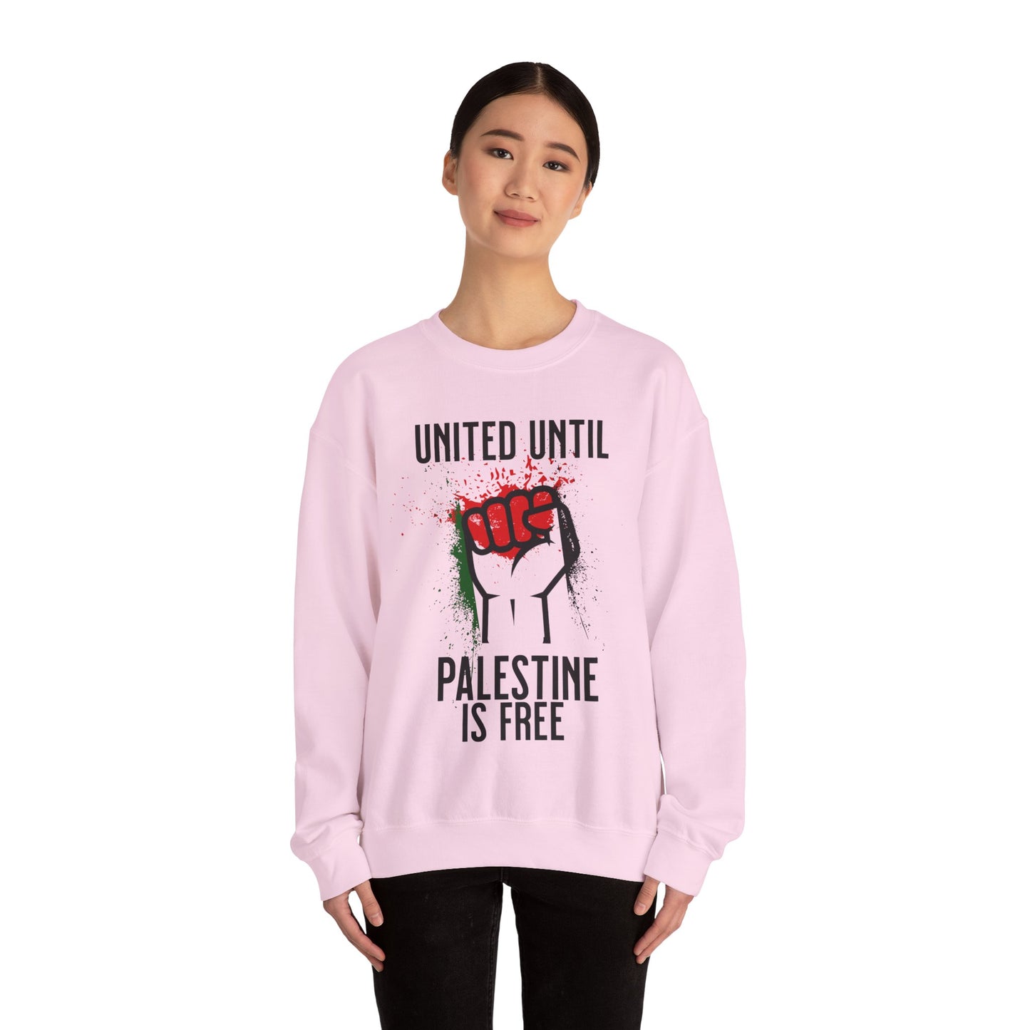 United Until Palestine Is Free - Activism Hand Palestinian Flag Front and Back Design Sweatshirt