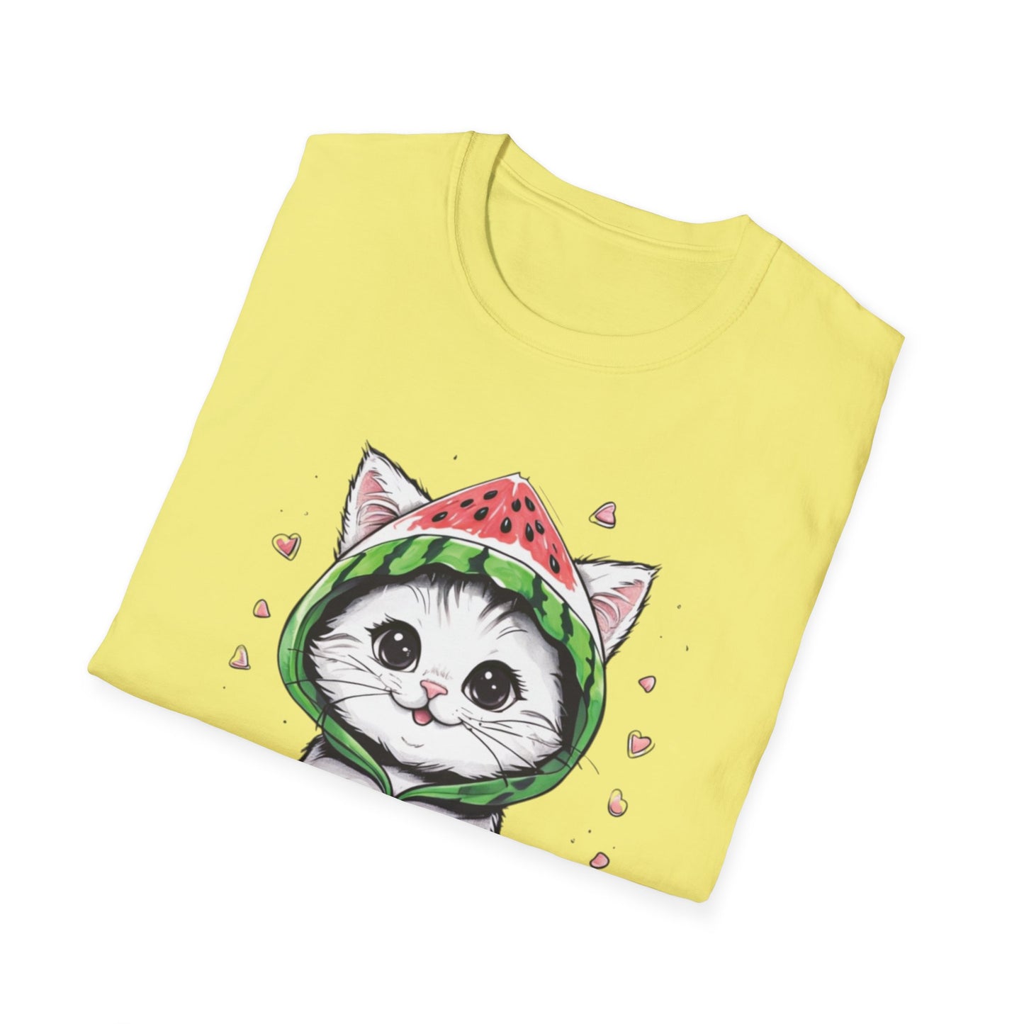Fruit Hoodie Club T-Shirt - Kitten In A Watermelon Hoodie Design