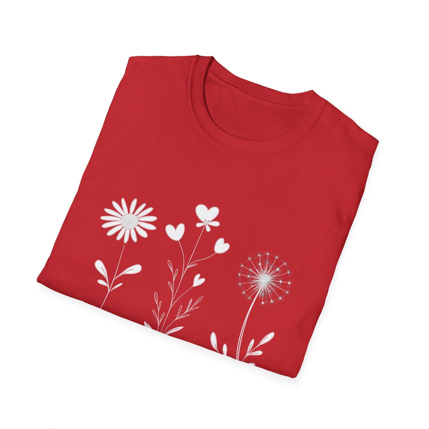 Bloom Softly Dream Widely T-Shirt - Minimalistic Flowers Outline - Botanical Line Art Design