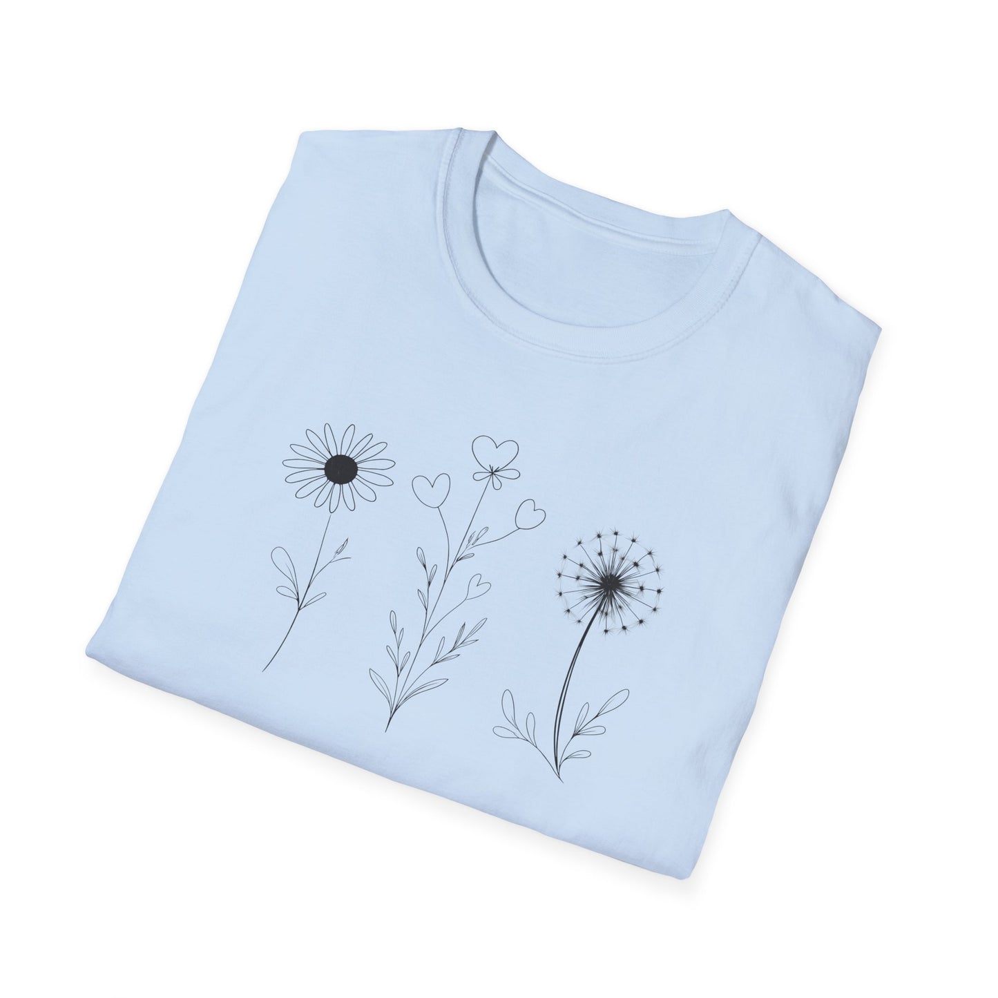 Delicate Botanical Chalk Sketches of Daisies and Dandelions