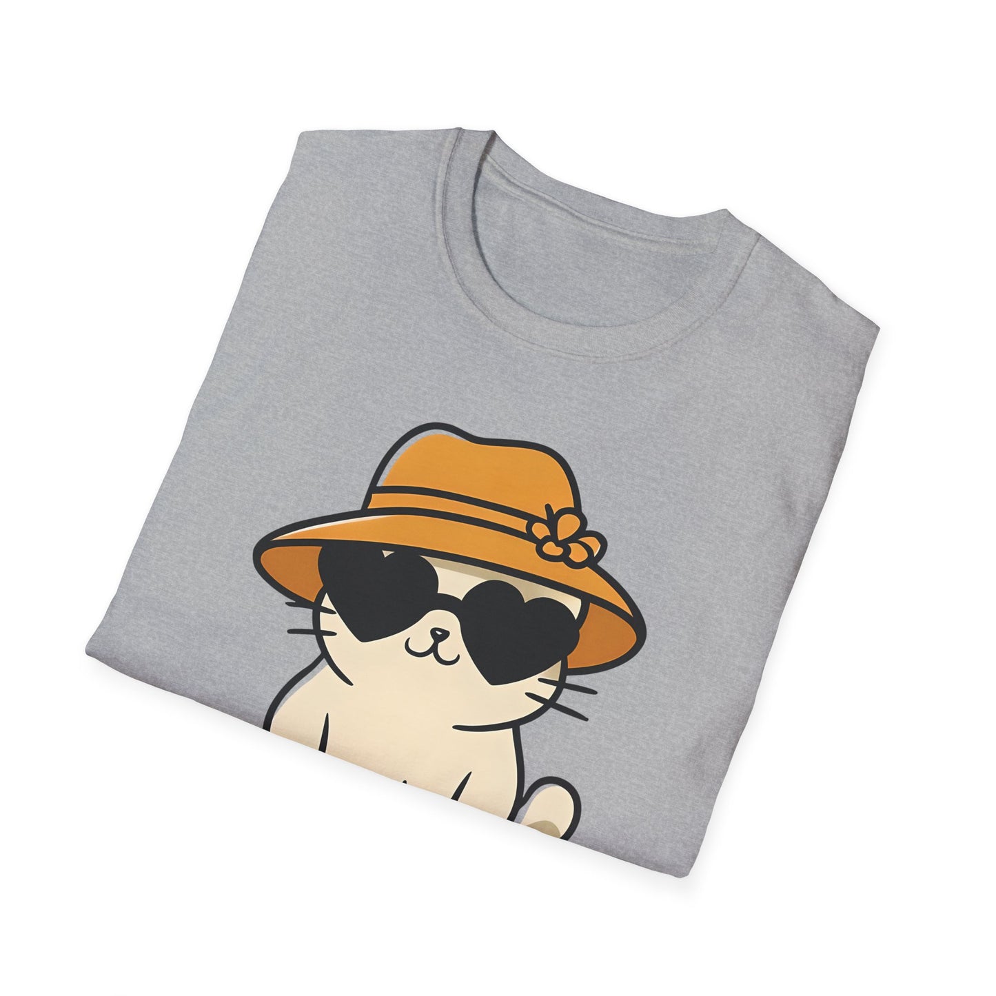 So Cool - Minimalistic Silhouette Kitten With Hat and Sunglasses T-Shirt