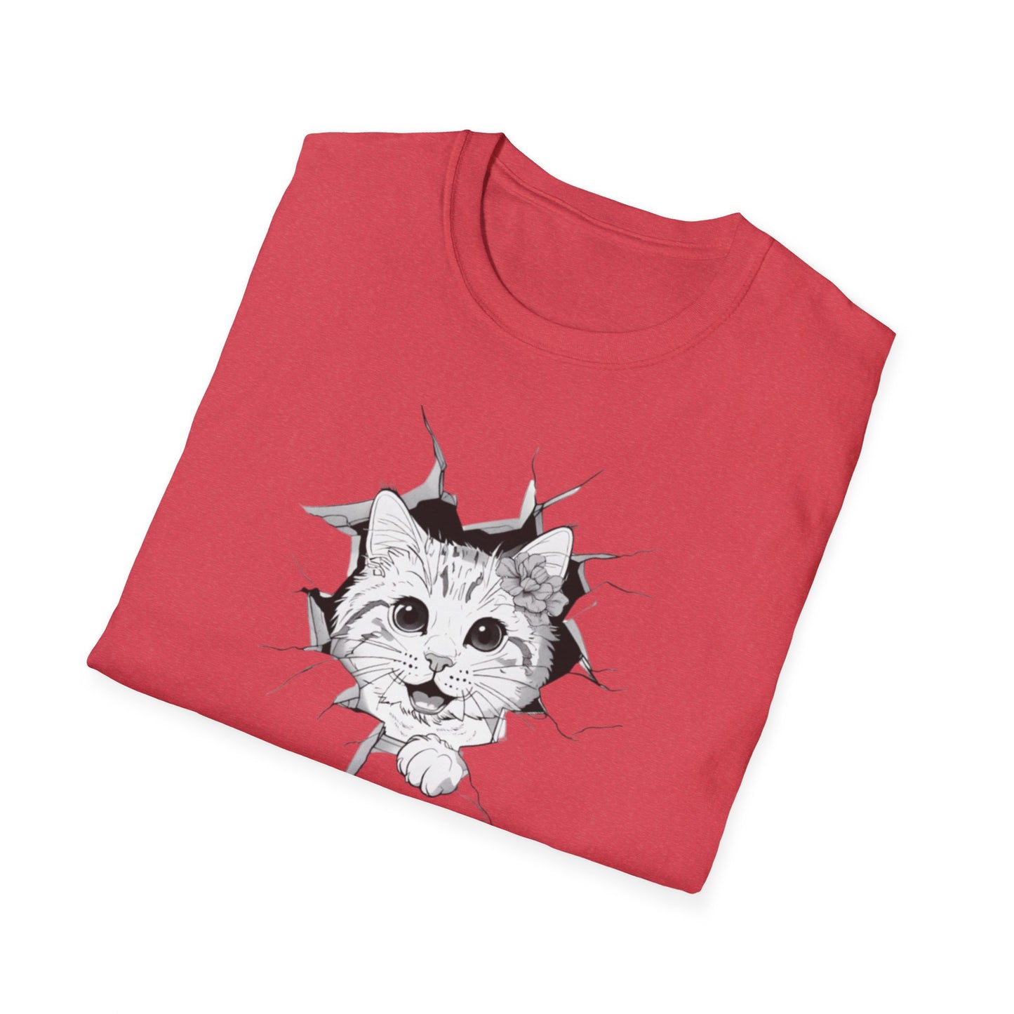 Meow-gical Entrance! - Playful Cute Kitten Breaking through Wall T-Shirt