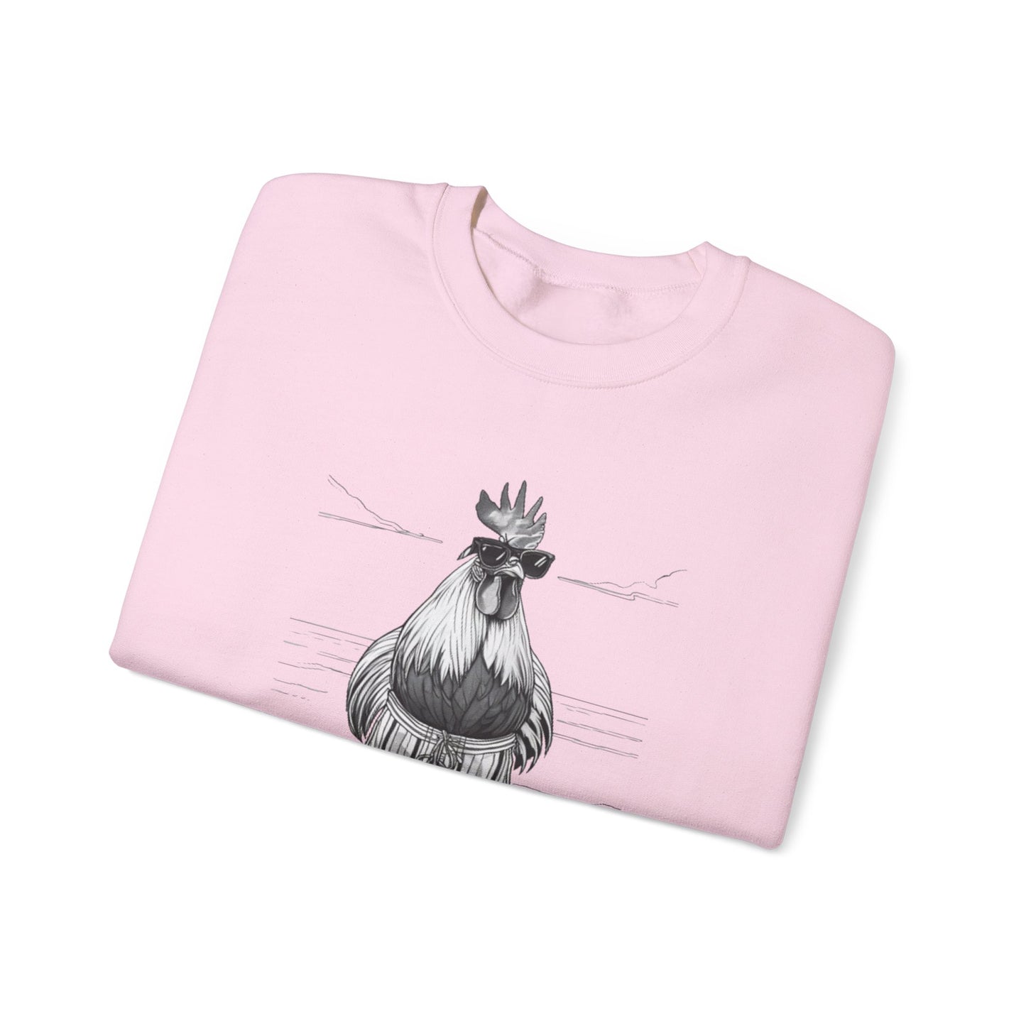 Beach Mode: Maximum Cochiness - Playful Rooster On Beach Sweatshirt