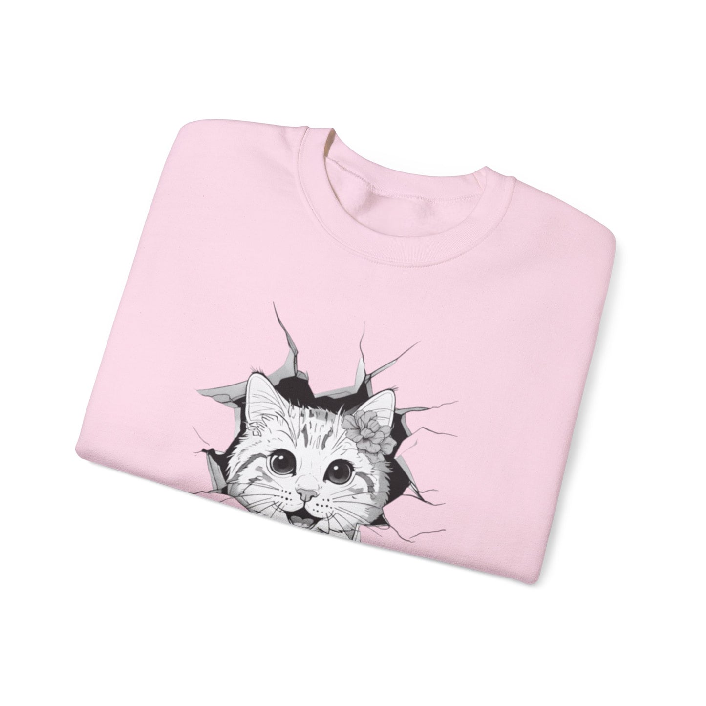 Meow-gical Entrance! - Playful Cute Kitten Breaking through Wall Sweatshirt