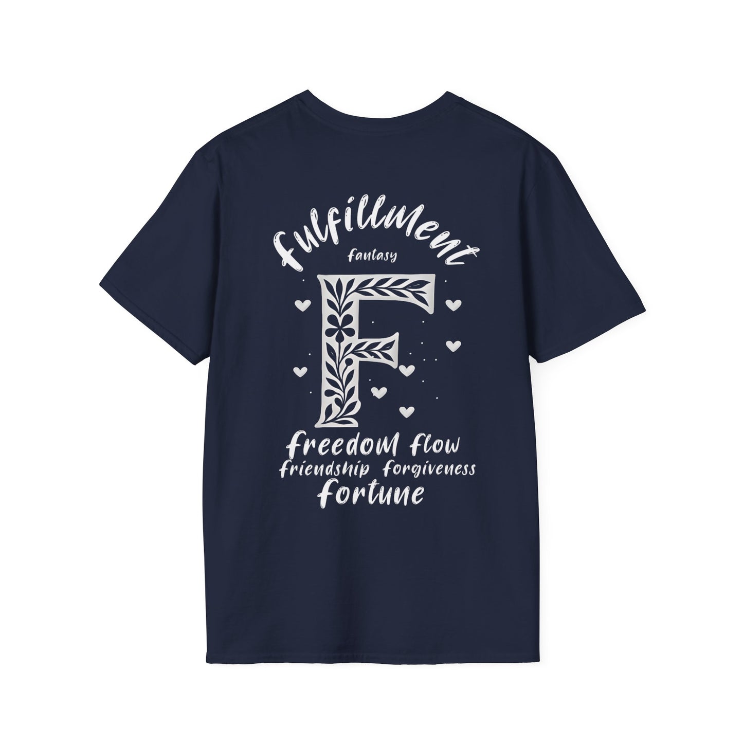 Letter F Flower T-Shirt - Letters Flowers Patterns Front And Back Design