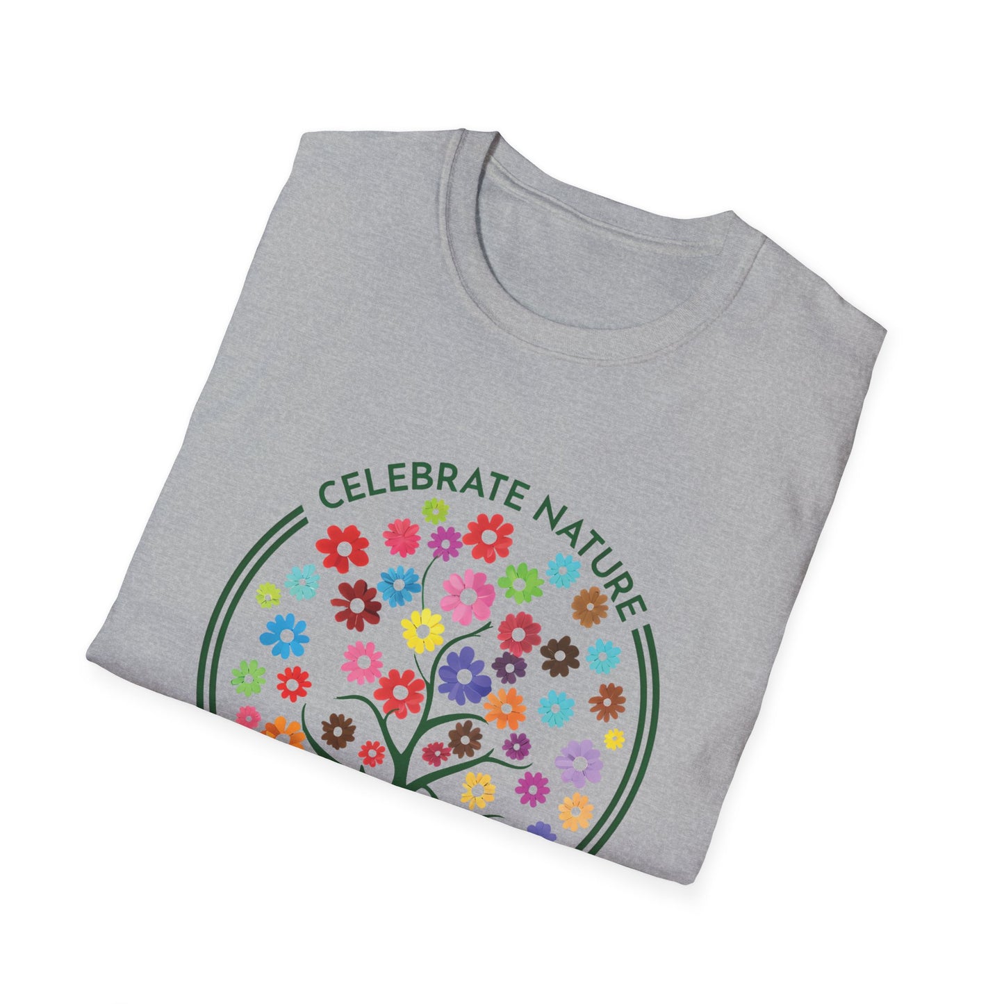 Celebrate Nature With Every Petal - Logo Style Colorful Tree with Flowers T-Shirt