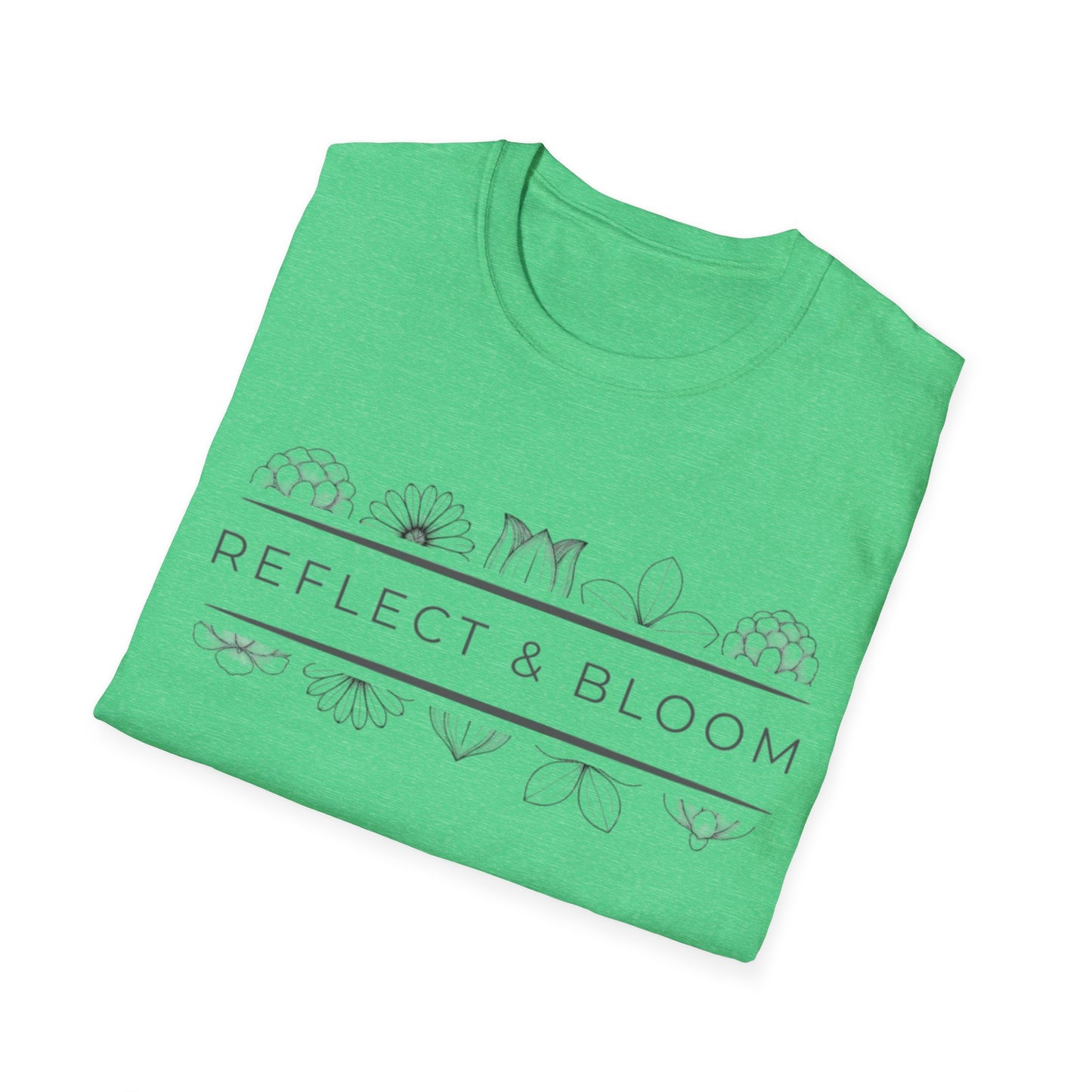 Reflect & Bloom T-Shirt - Floral Art Line Design