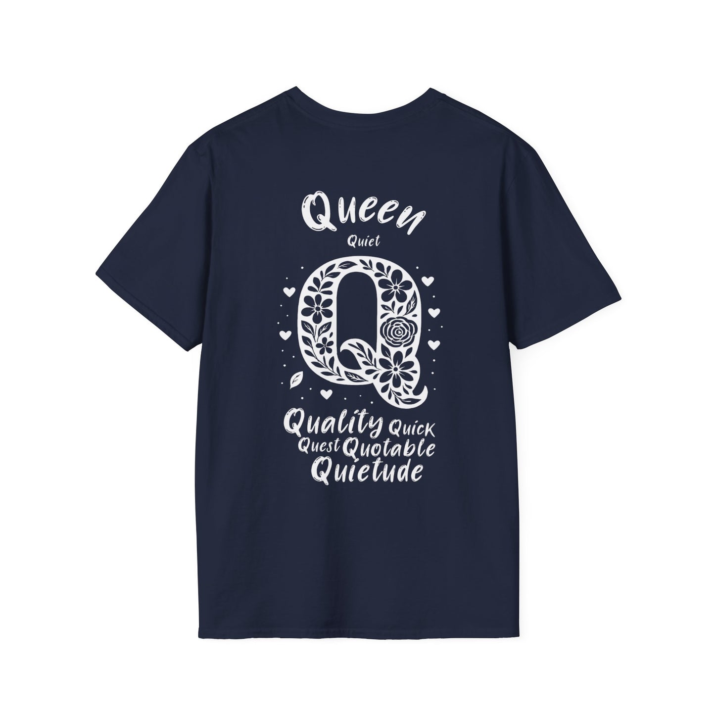 Letter Q Flower T-Shirt - Letters Flowers Patterns Front And Back Design