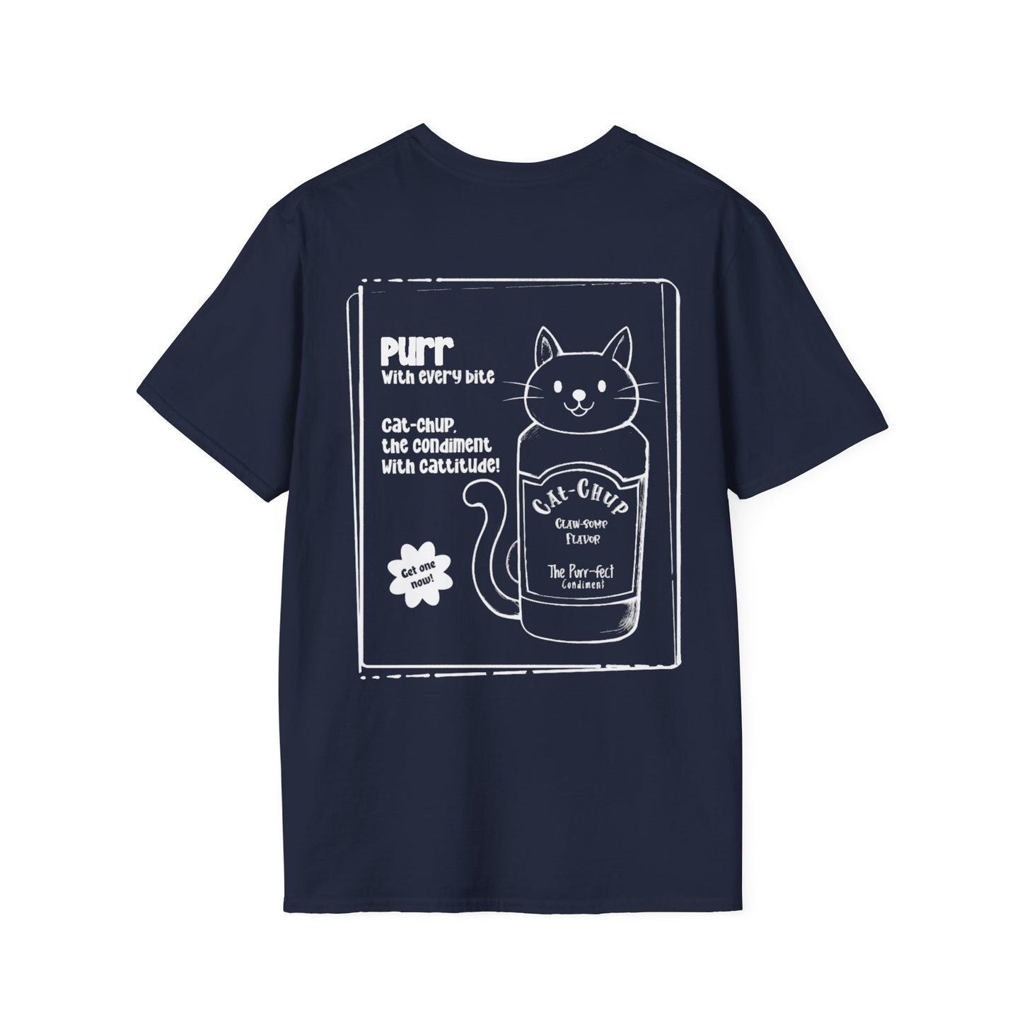 Cat-Chup T-Shirt - Cat-Shaped Catchup bottle Advertisement Design