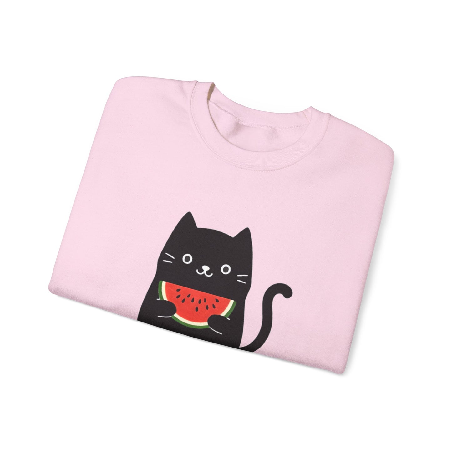 Watermeowlon Kitty - Playful Cat Silhouette with Colorful Watermelon slice Sweatshirt