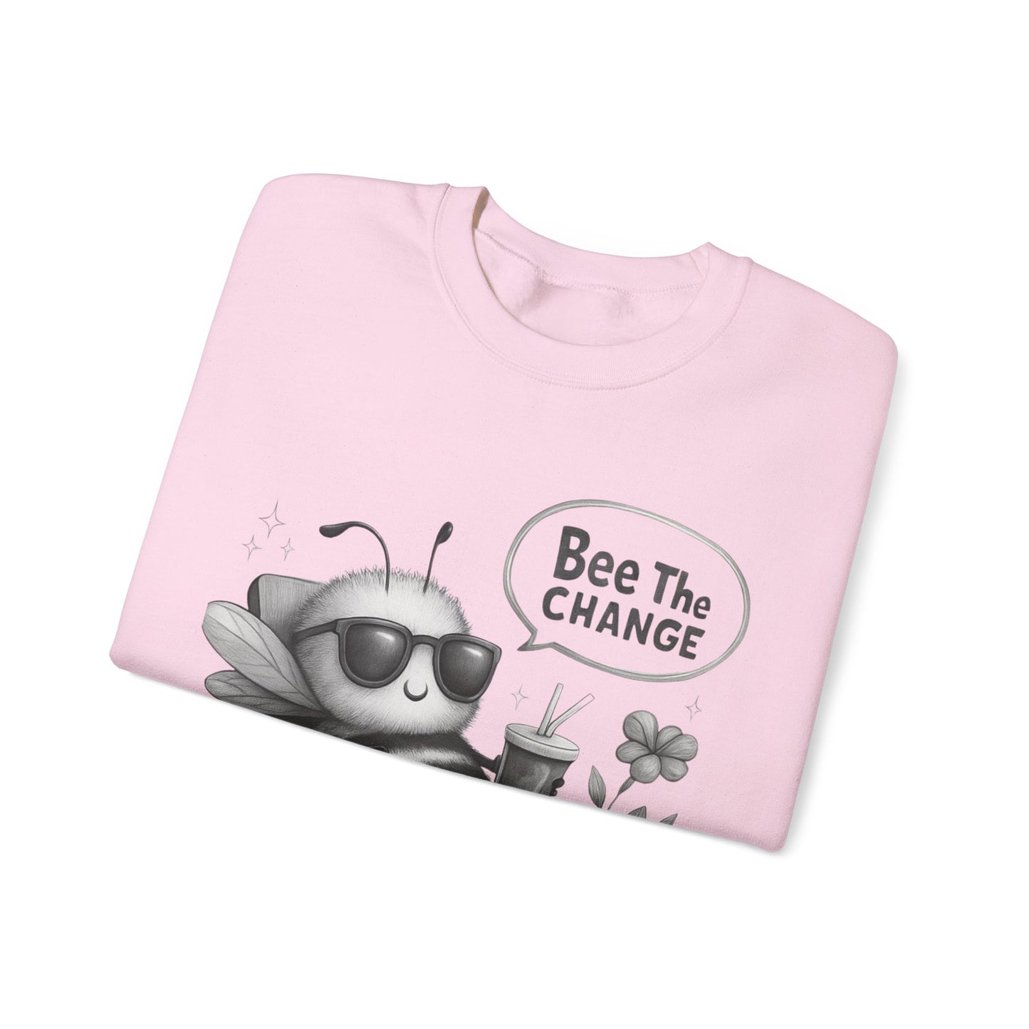 Bee The Change - Playful Cartoon Bee With Sunglasses Relaxing With A Drink Sweatshirt