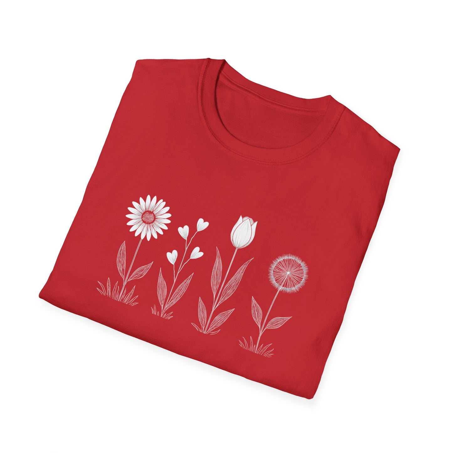 Minimalistic Flowers Line T-Shirt - Botanical Line Art Design