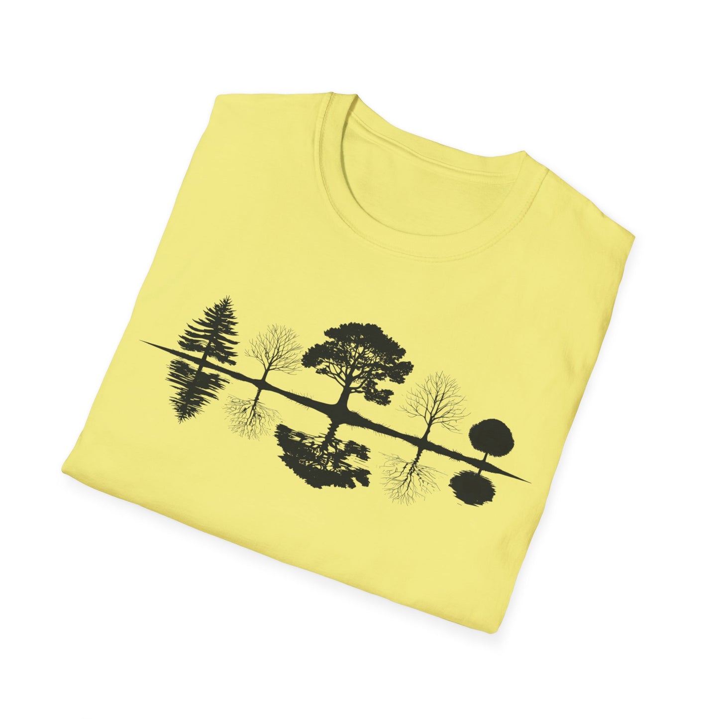 Monochrome Silhouette Trees With Reflection In Water T-Shirt