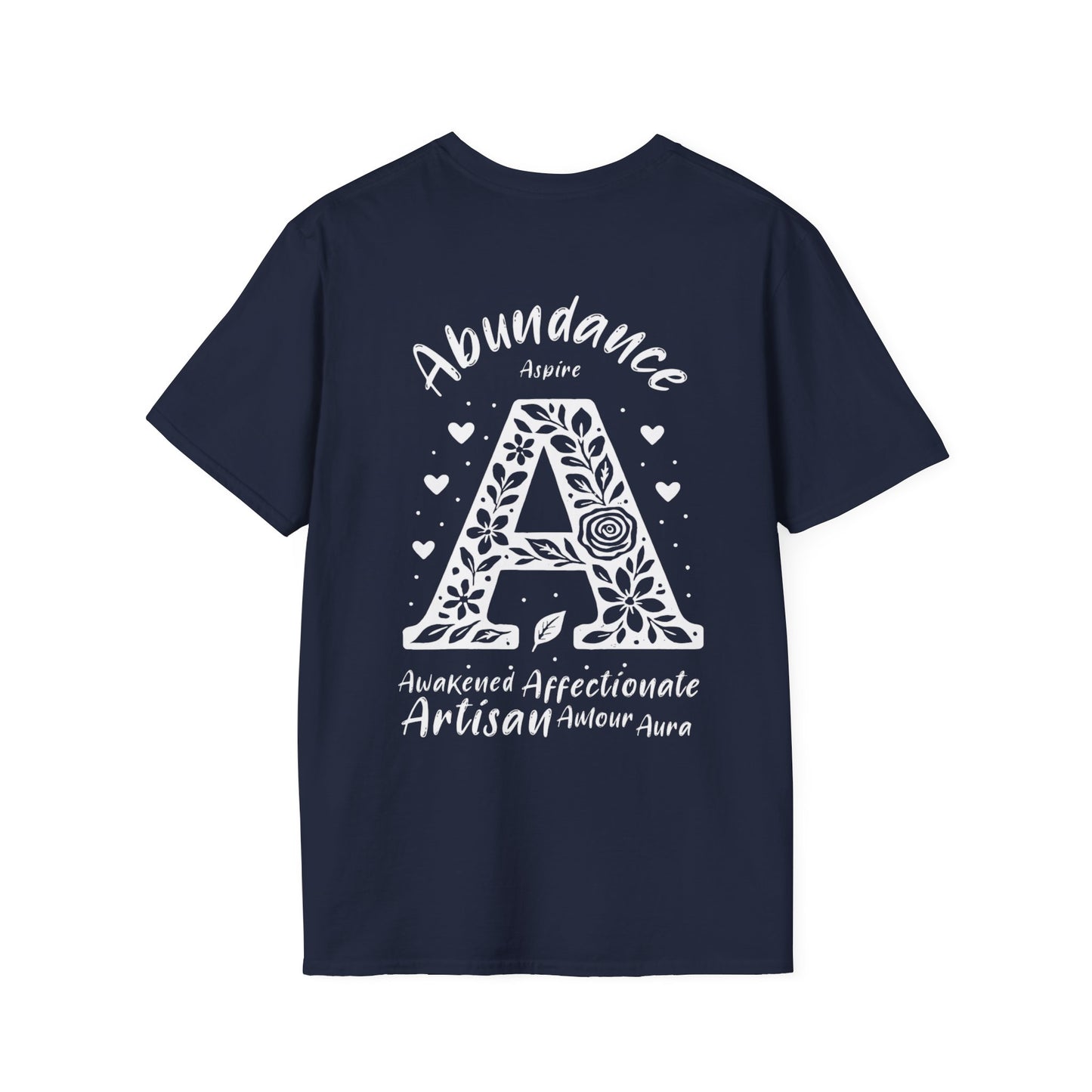 Letter A Flower T-Shirt - Letters Flowers Patterns Front And Back Design
