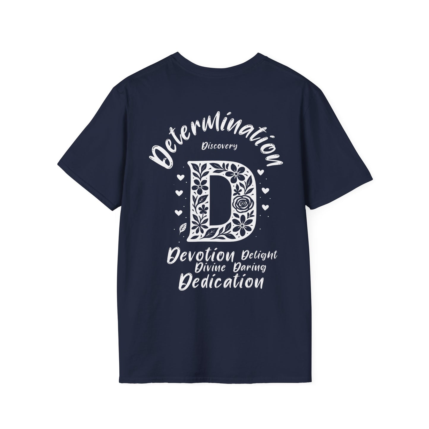 Letter D Flower T-Shirt - Letters Flowers Patterns Front And Back Design