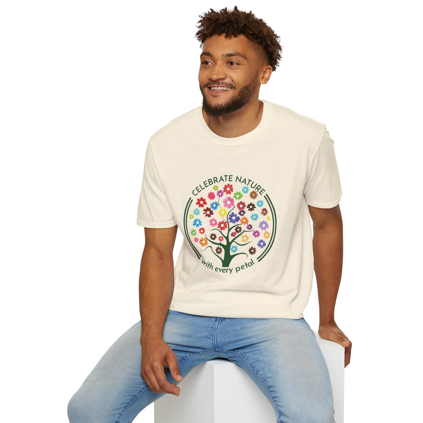 Celebrate Nature With Every Petal - Logo Style Colorful Tree with Flowers T-Shirt