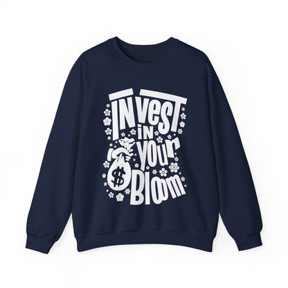 Invest In Your Bloom - Monochrome Floral Typography Sweatshirt