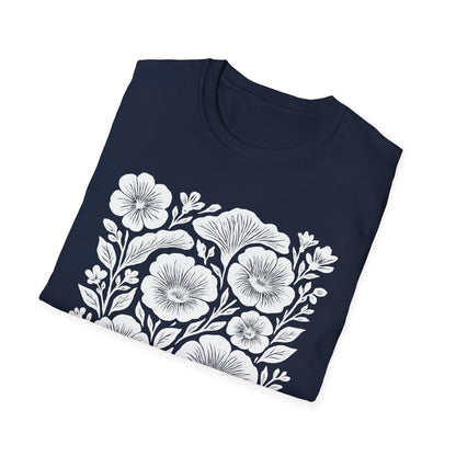 Monochrome Silhouette Cut-out Floral T-Shirt