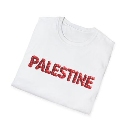 Palestine - Bubbly Red Hearts Typography T-Shirt
