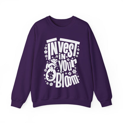 Invest In Your Bloom - Monochrome Floral Typography Sweatshirt