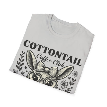 Cottontail - Monochrome Bunny With Coffee And Flowers T-Shirt