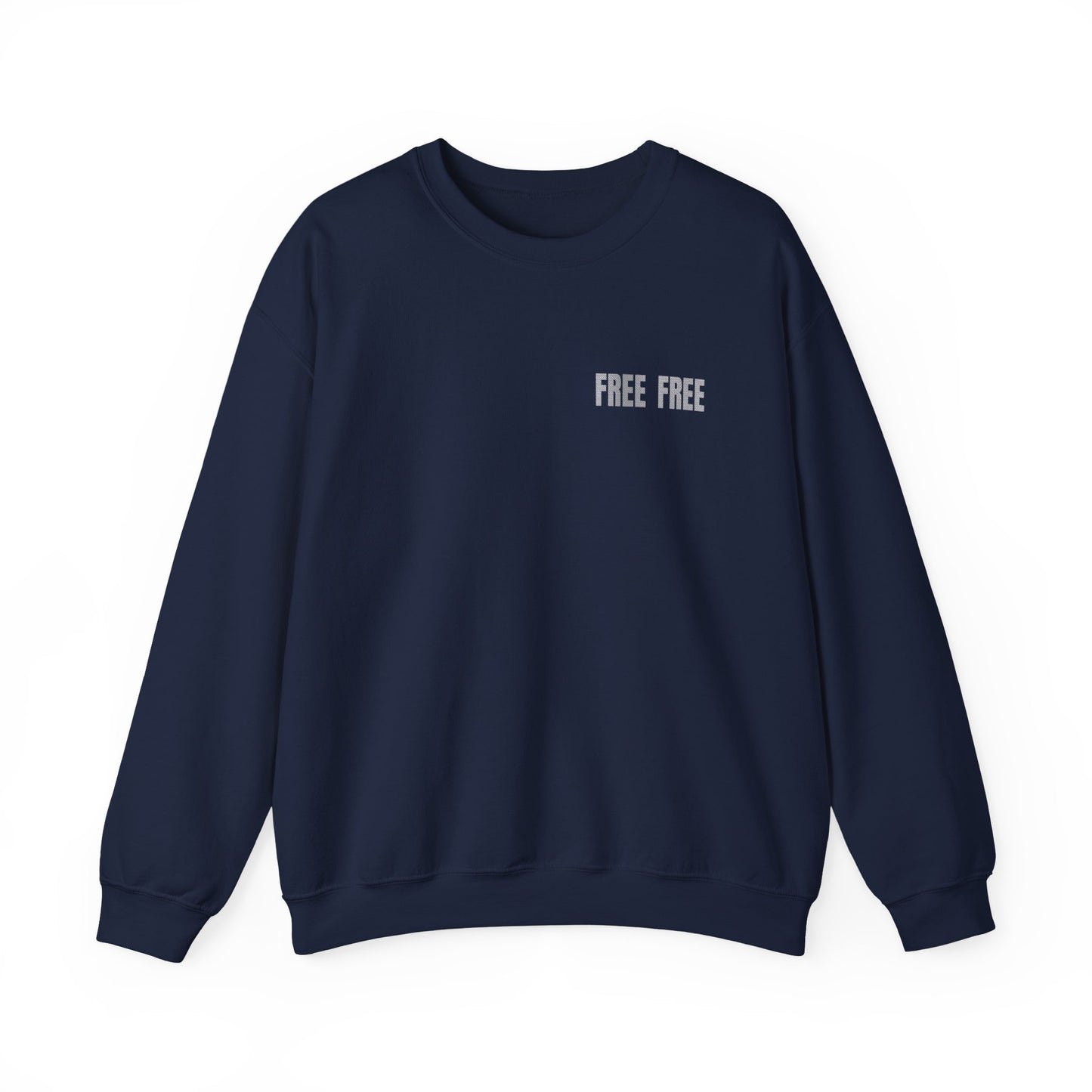 Free Free Free Palestine - Monochrome Metallic-like Style Typography  Front and Back Design Sweatshirt