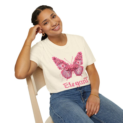Elegant Floral Butterfly T-Shirt – Whimsical Design