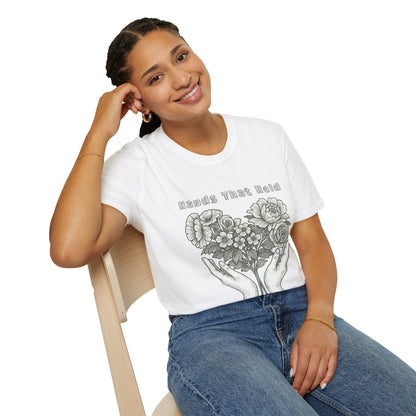 Hands That Hold, Hearts That Bloom - Monochrome T-Shirt