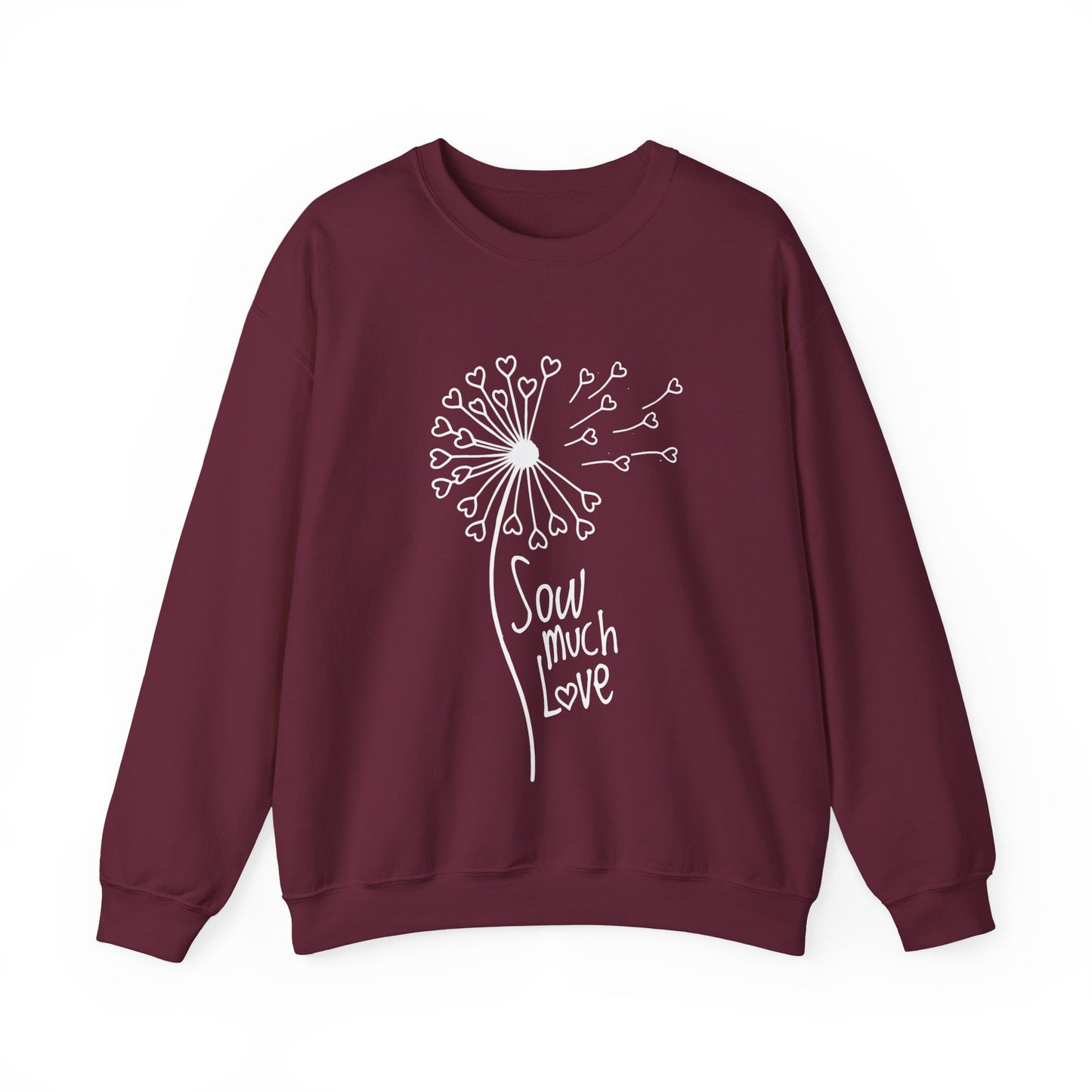 So (Sow) much love - Playful Minimalistic Dandelion with Heart Shapes Sweatshirt