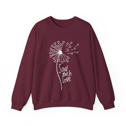 So (Sow) much love - Playful Minimalistic Dandelion with Heart Shapes Sweatshirt