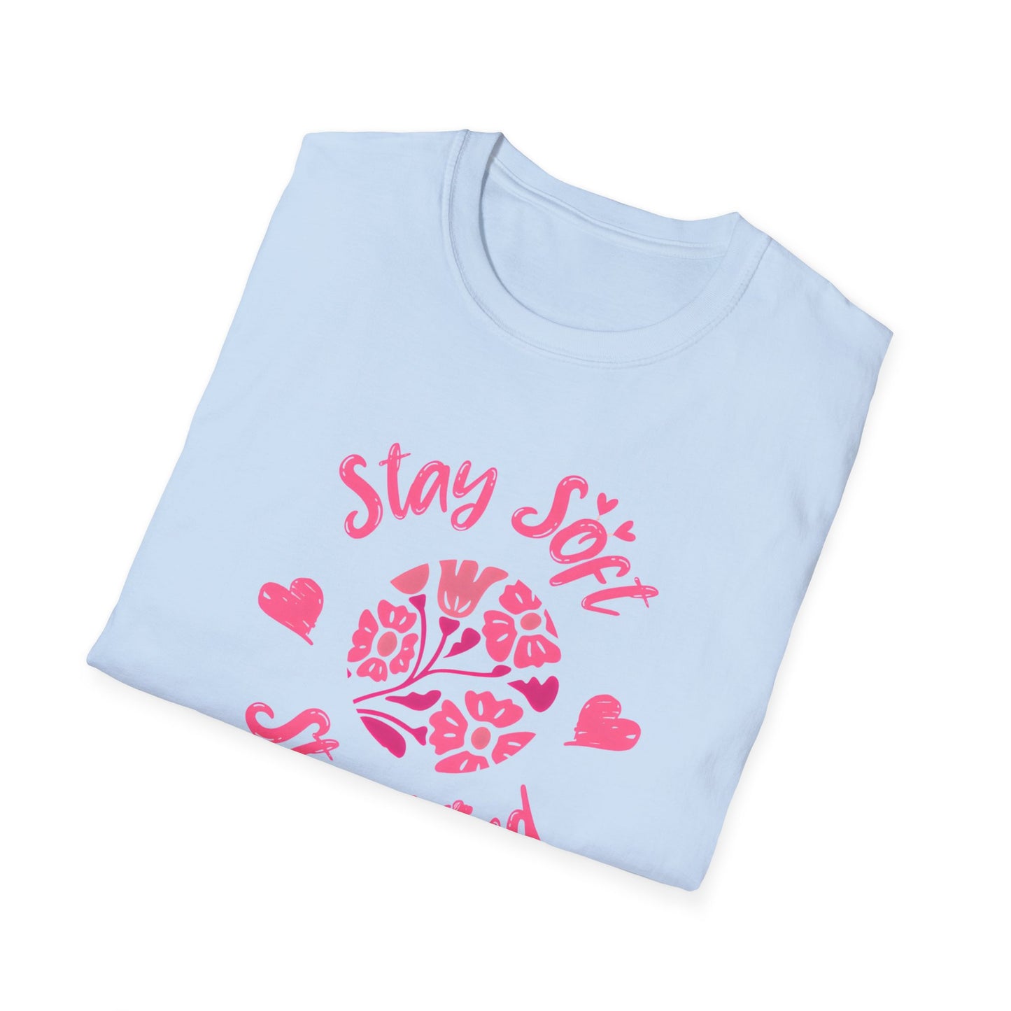 Stay Soft Stay Kind - Vibrant Boho Pink Flowers T-Shirt