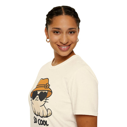 So Cool - Minimalistic Silhouette Kitten With Hat and Sunglasses T-Shirt