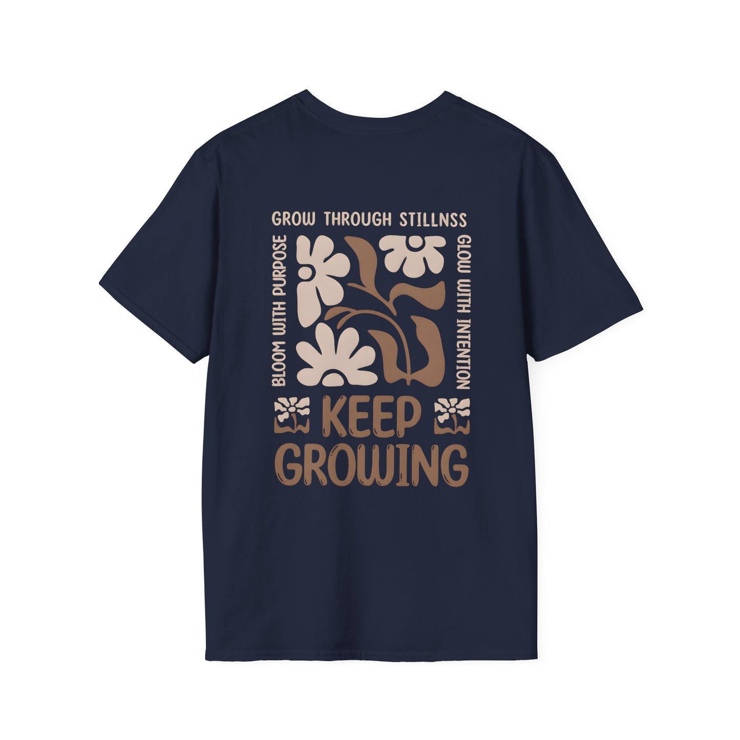 Keep Growing Boho Style Floral T-Shirt - Front And Back Design
