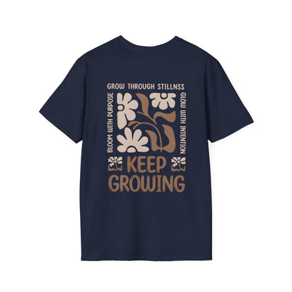 Keep Growing Boho Style Floral T-Shirt - Front And Back Design