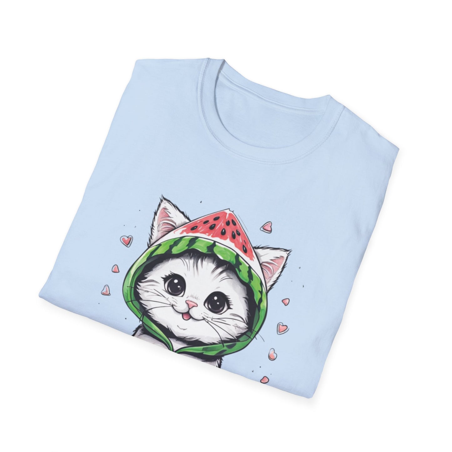 Fruit Hoodie Club T-Shirt - Kitten In A Watermelon Hoodie Design