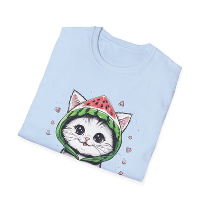 Fruit Hoodie Club T-Shirt - Kitten In A Watermelon Hoodie Design