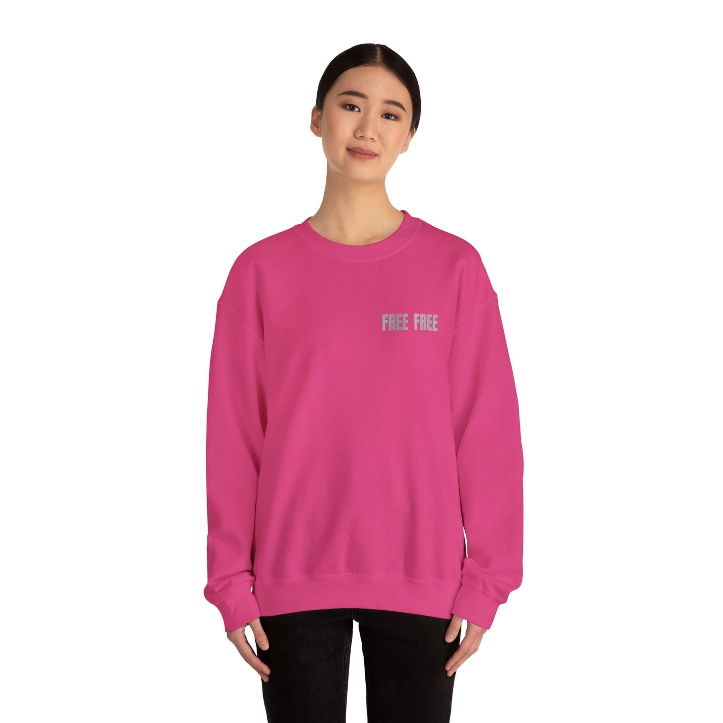 Free Free Free Palestine - Monochrome Metallic-like Style Typography  Front and Back Design Sweatshirt