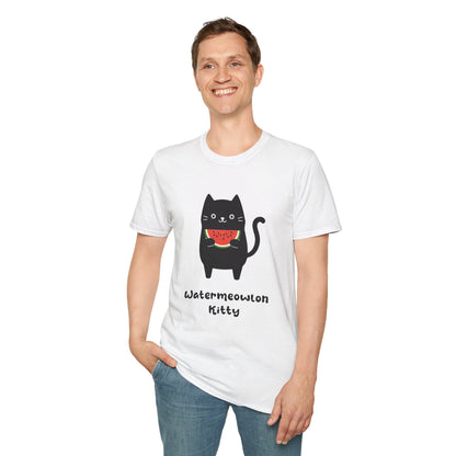 Watermeowlon Kitty T-Shirt - Cat Silhouette with Colorful Watermelon slice Design