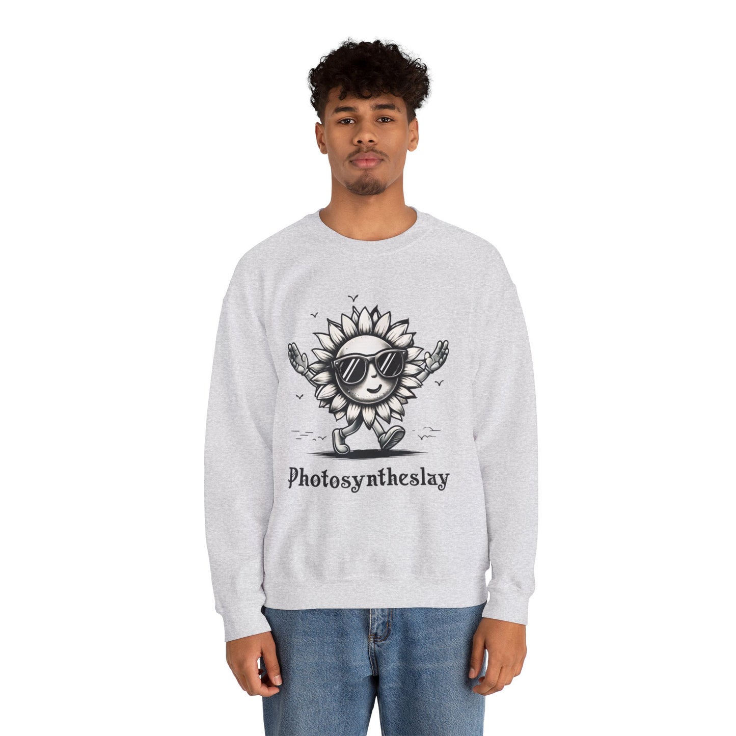 Photosyntheslay - Playful Cartoon Sunflower with Sunglasses Sweatshirt