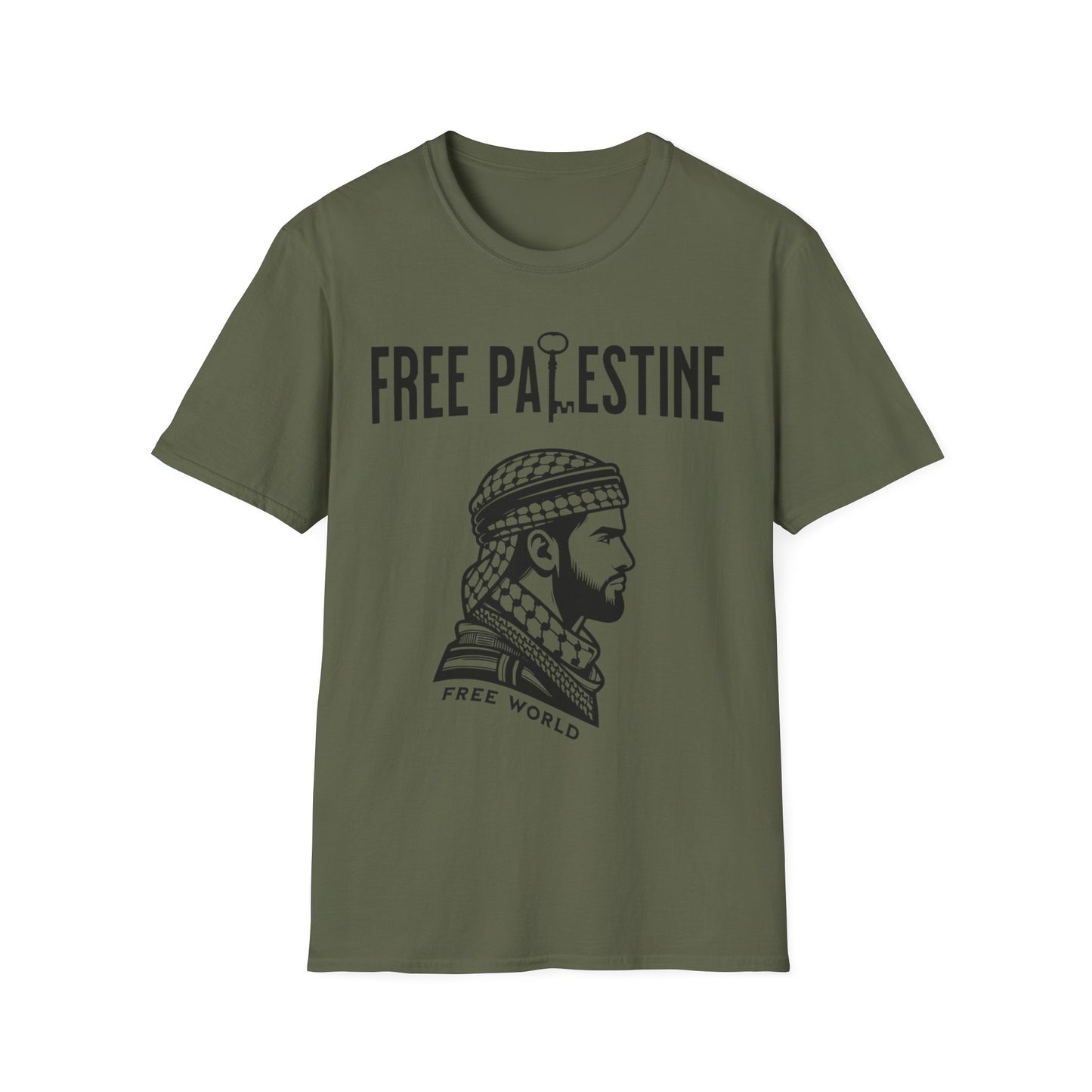 Free Palestine Free World - Man Wearing Palestinian Kuffiyah