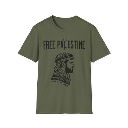 Free Palestine Free World - Man Wearing Palestinian Kuffiyah