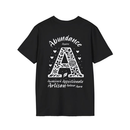 Letter A Flower T-Shirt - Letters Flowers Patterns Front And Back Design