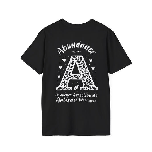 Letter A Flower T-Shirt - Letters Flowers Patterns Front And Back Design