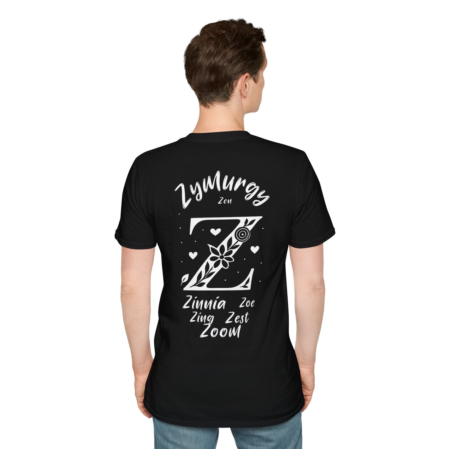 Letter Z Flower T-Shirt - Letters Flowers Patterns Front And Back Design