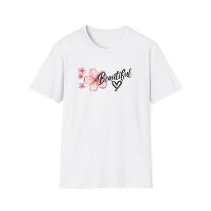 Beautiful T-Shirt - Cherry Blossom Flower with Heart - Brush Style Typography Design