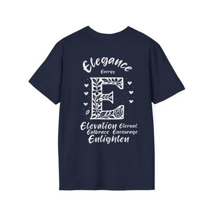 Letter E Flower T-Shirt - Letters Flowers Patterns Front And Back Design