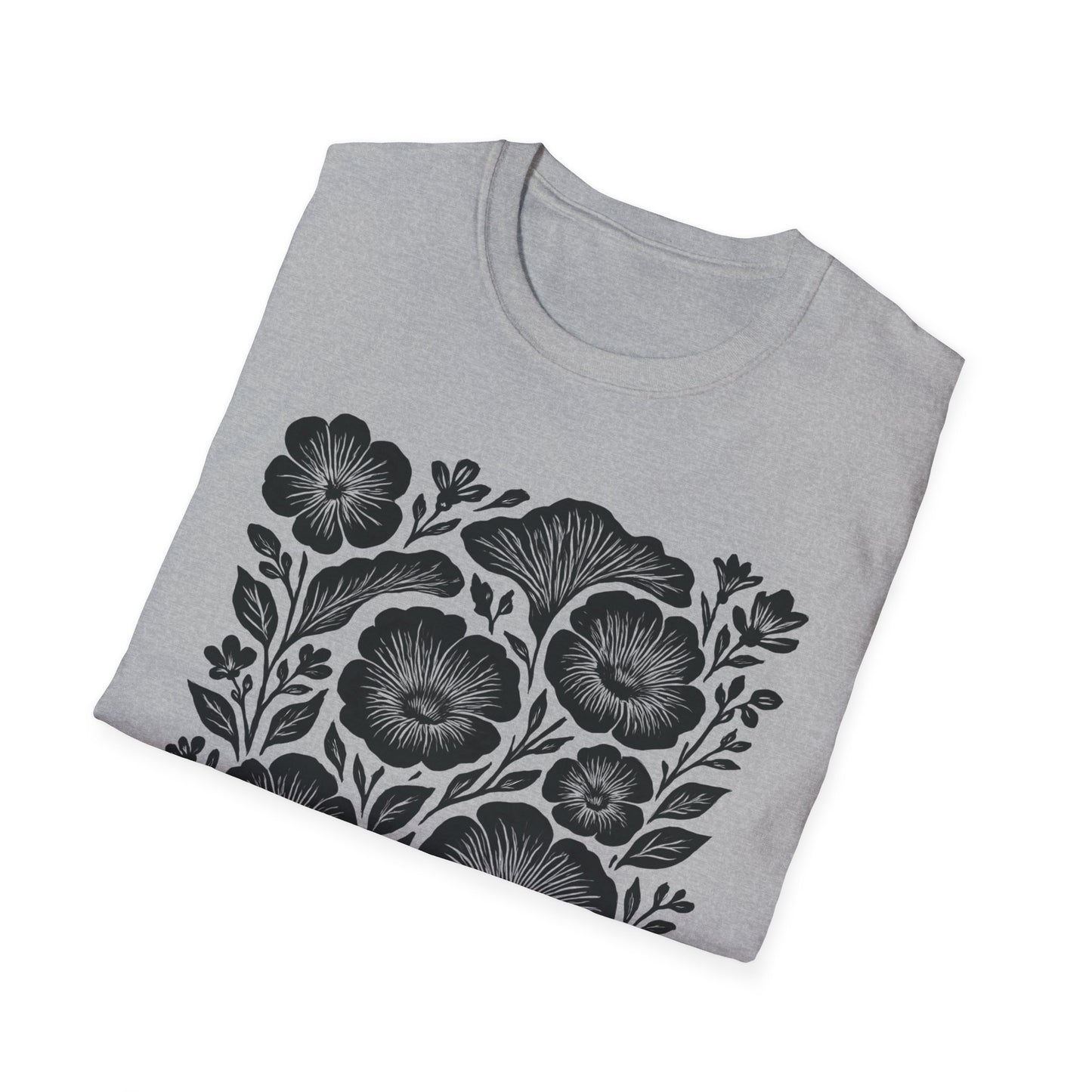 Monochrome Silhouette Cut-out Floral T-Shirt