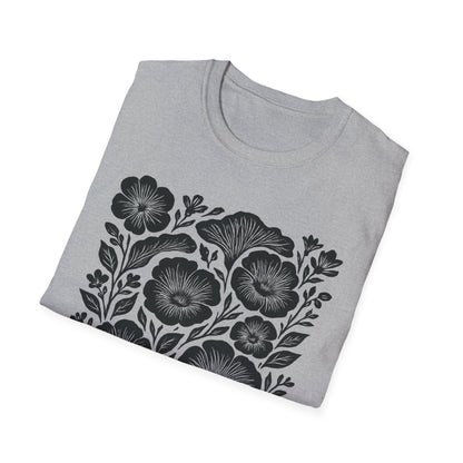 Monochrome Silhouette Cut-out Floral T-Shirt